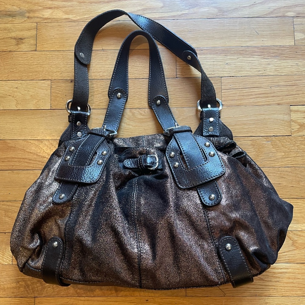 Tano Hobo Bag- beautiful bronze and brown leather EUC